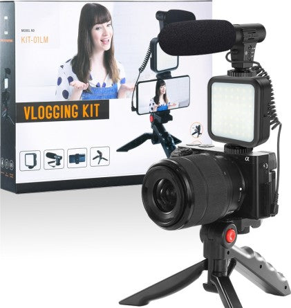 Vlogging Kit Mobile Phone Bracket Microphone Fill Light Combination Set for Vlog Live Phone Recording