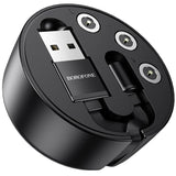 BOROFONE BU26 3-in-1 Retractable Magnetic Charging Cable, Max length 95cm, with 3 connectors for Lightning / Micro-USB / USB-C