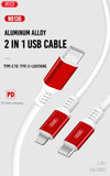 PD 2 in 1 Fast Charging Lightning and USB Type C Cable