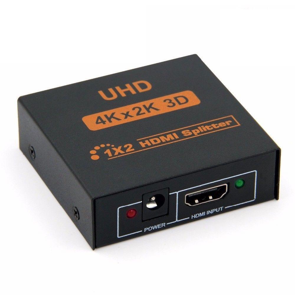 HDMI Splitter 1 in 2 out 4K HD Screen Plug and Play Easy to Support 3D 4K*2K Resolution