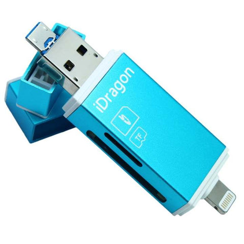 3 in 1 SD Card Reader Adapter iFlash Drive with Lightening/Micro USB/USB SD SDHC TF OTG Support SD/Micro SD, Computer Memory Card Reader