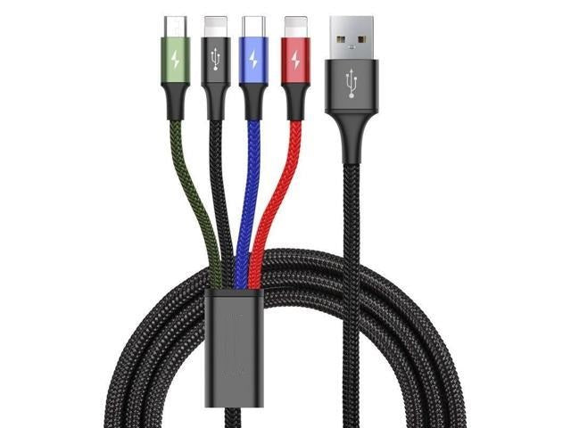 4-in-1 Type-C + 2 x Lightning 8Pin + Micro USB Data Sync Charging Cable