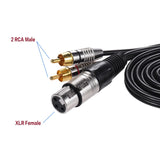 1 XLR Female to 2 RCA Male Plug Stereo Audio Connection Cable