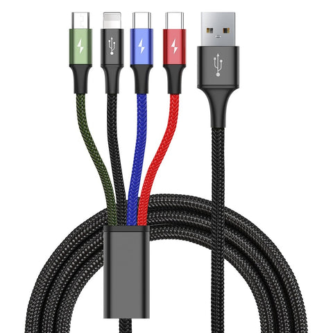 4-in-1 2 x Type-C + Lightning 8Pin + Micro USB Data Sync Charging Cable