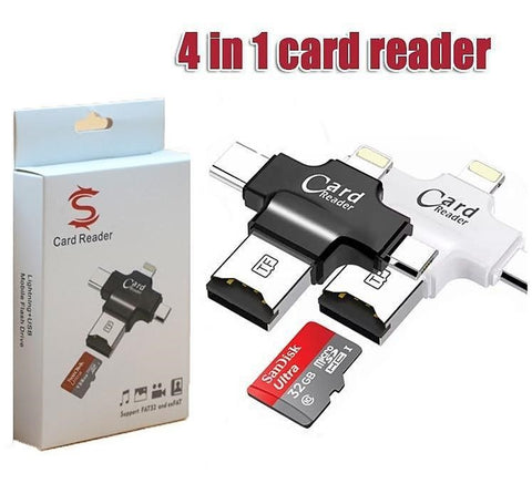 4 in 1 Micro SD Card Reader with Type C USB Connector OTG HUB Adapter, TF Flash Memory Card Readers