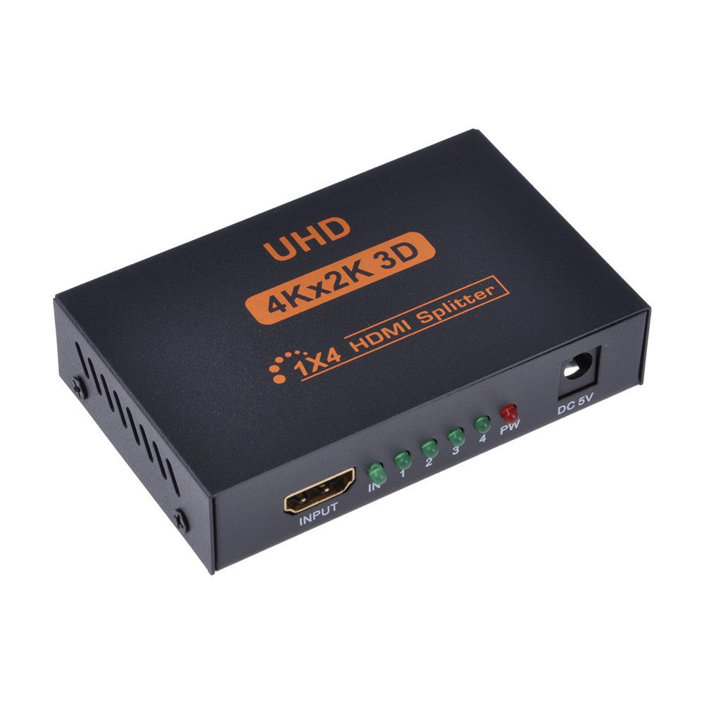 HDMI Splitter 1 in 4 out 4K HD Screen Plug and Play Easy to Support 3D 4K*2K Resolution