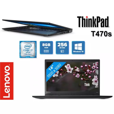 LENOVO T470S: ThinkPad 14" FHD display/ Intel Core i7 7th Gen/ 8GB RAM / 256GB SSD / WIN10 PRO /MS Office (Refurbished)