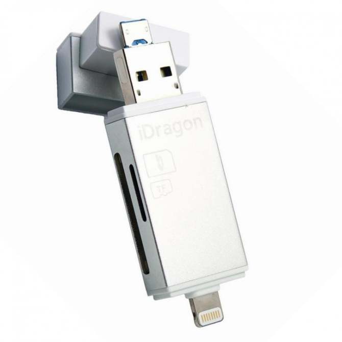 3 in 1 SD Card Reader Adapter iFlash Drive with Lightening/Micro USB/USB SD SDHC TF OTG Support SD/Micro SD, Computer Memory Card Reader