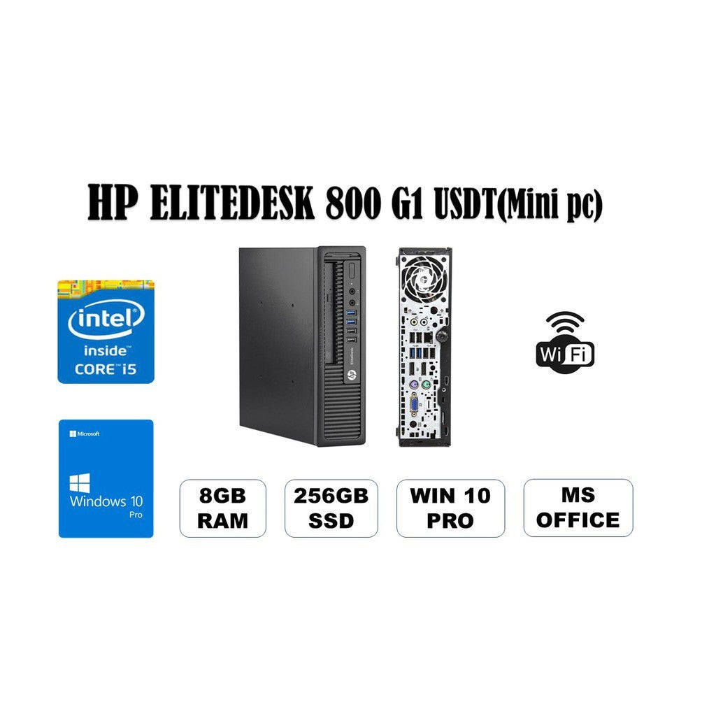 Hp Elitedesk 800 G1 USDT mini desktop i5 4th Gen 8gb Ram 128gb SSD WIN10 PRO , MS-Office (Refurbished)