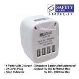 NASONIK 4 Ports Multi USB Adaptor / Phone Charger / Multi Adaptor