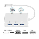 USB 3.1 Type-C to HDMI VGA and USB 3.0 Adapter 5 in 1 Support 4K