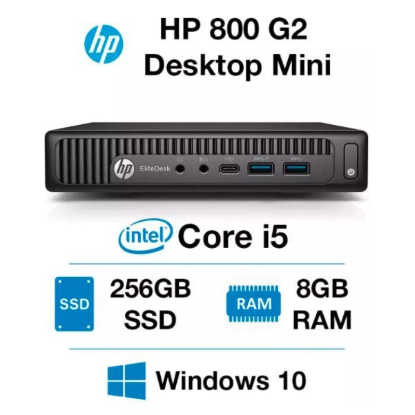 HP EliteDesk 800 G2 Tiny PC Intel Core i5 6th Gen 8GB DDR4 RAM 256GB SSD With Windows 10 Pro ,MS office(REFURBISHED)