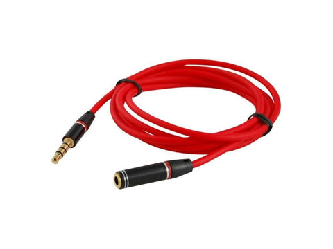 3.5mm 4-Pole AUX Stereo Audio Extension Cable Male to Female 1.2M - Red