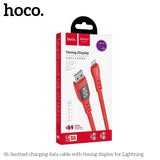 Hoco S13 2.4A USB to Lightning Display Timing Charging Data Cable (Red)