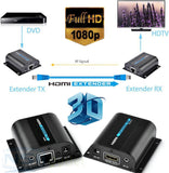 HDMI Extender Converter With IR 60M, Video/Audio Extend Over Cat6/Cat7 1080P
