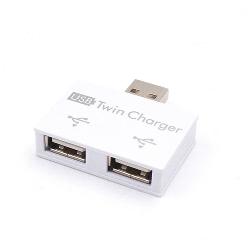 USB2.0 Male to Twin Charger Dual 2 Port USB Splitter Hub Adapter