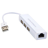 USB2.0 to Ethernet RJ45 Lan Network with 3 Port USB 2.0 HUB Adapter