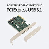 PCI-E Express 4X to USB 3.1 2-Port Type C Expansion Card