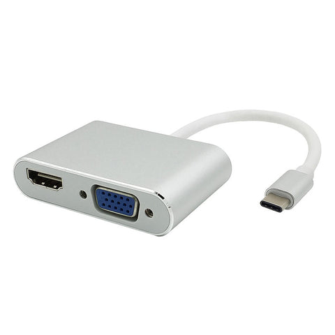 USB 3.1 Type-C to HDMI VGA Adapter 2 in 1 Support 4K