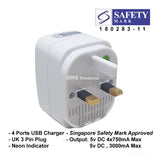 NASONIK 4 Ports Multi USB Adaptor / Phone Charger / Multi Adaptor