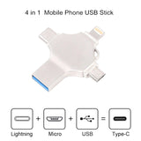 USB3.0 4-In-1 Thumb Drive Stick For Android/Lightning/PCs/Type-C