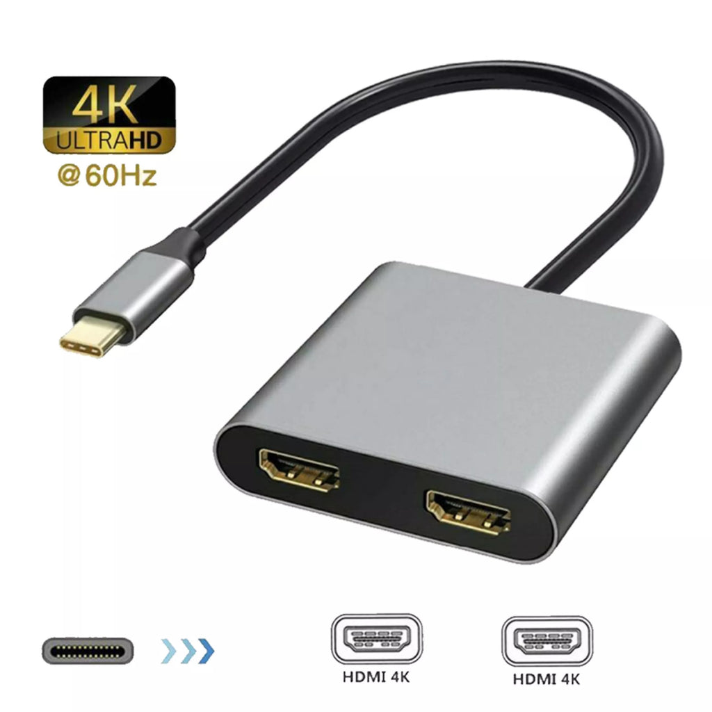 Type C to Dual HDMI Adapter 2 in 1