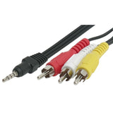 3.5mm Jack To 3 RCA AV Audio Video TV Cable - 1Meter