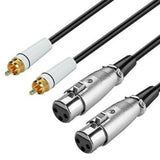 XLR Female to 2 RCA Plug Professional Audio Extension Cable
