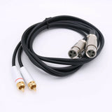 XLR Female to 2 RCA Plug Professional Audio Extension Cable