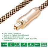 EMK Digital Toslink SPDIF 5.1 Optical Fiber Audio Cable with braided jacket