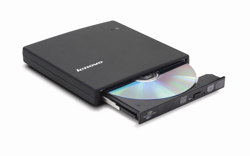Refurbished - Lenovo Ultra Slim USB External CD/DVD Drive with integrated 2-Port USB HUB ( Separate Power Not Required)